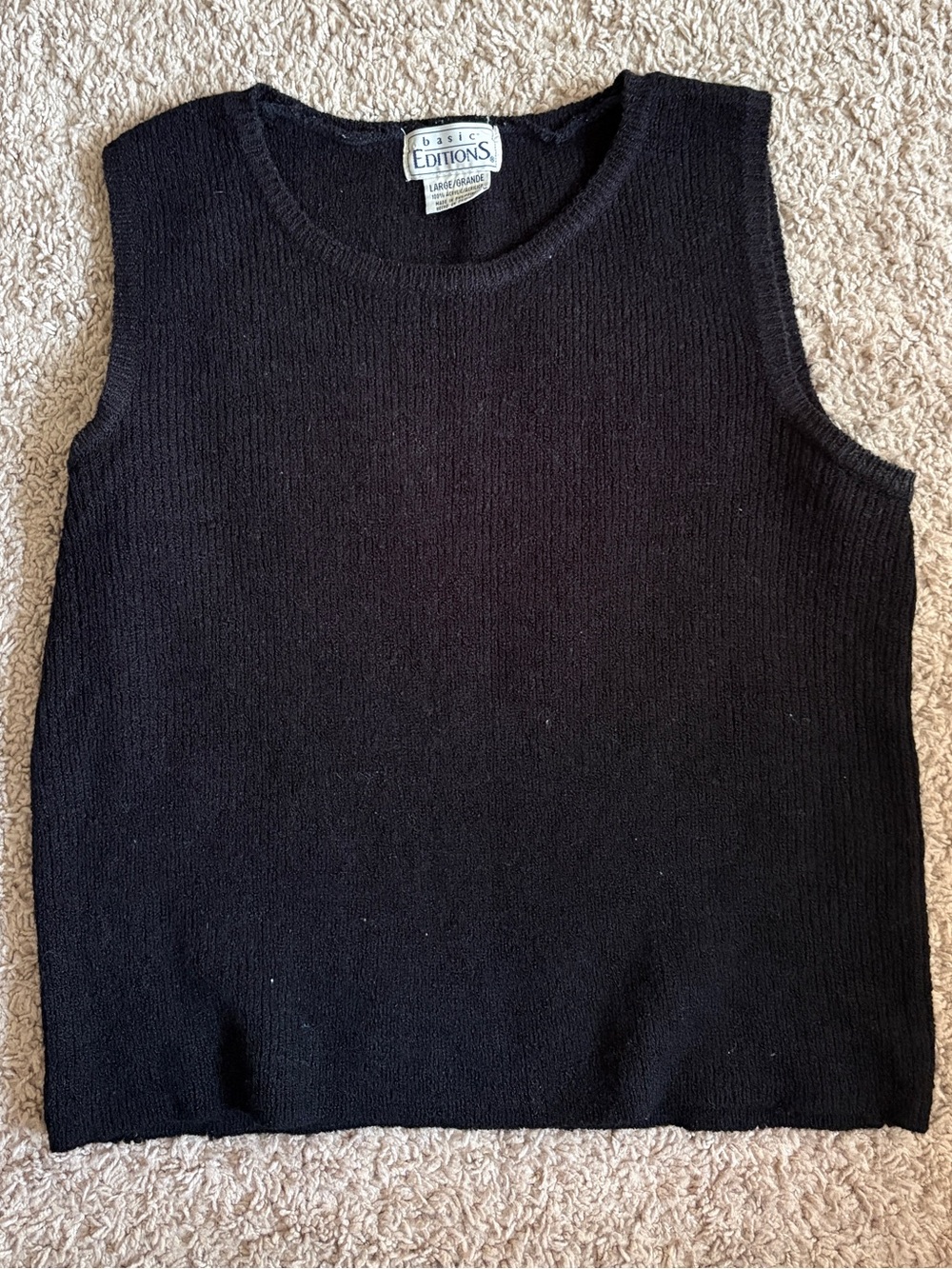 Basic Editions Black Ribbed Sleeveless Tank Top